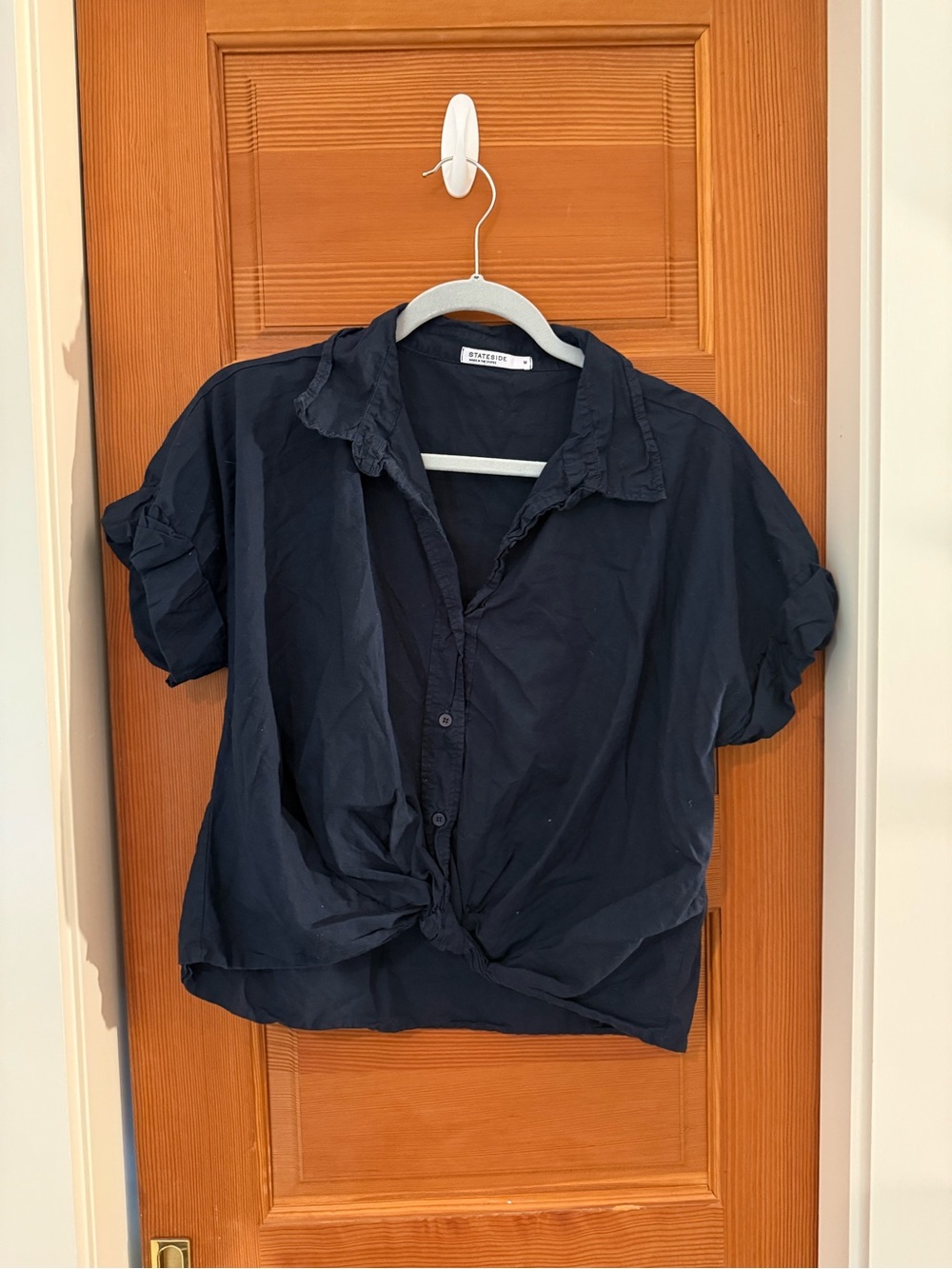 Stateside Dark Navy Button-Up Tie-Front Shirt